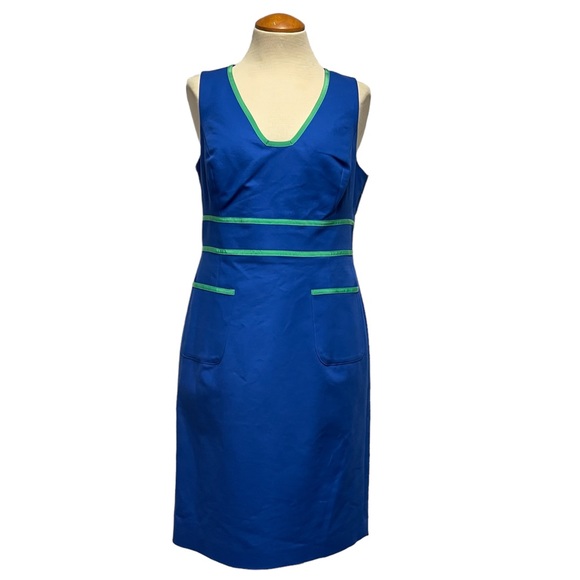 NWT ANNE KLEIN BLUE GREEN SHEATH TANK DRESS SUMMER WEDDING OCCASION WORK OFFICE - Picture 1 of 16
